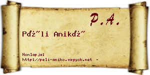 Péli Anikó névjegykártya
