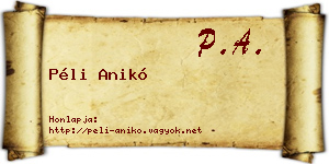 Péli Anikó névjegykártya